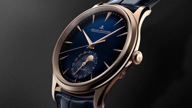 Jaeger-LeCoultre Master Ultra Thin Moon with blue dial and moon phase