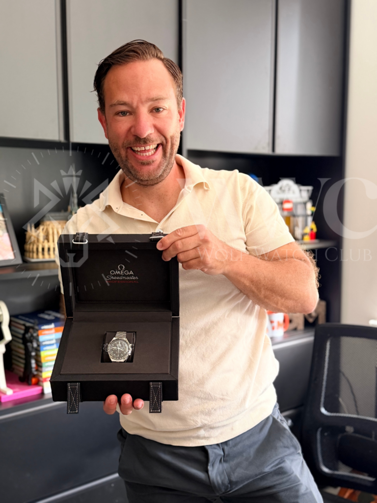 Sander van de Velde, winner of the Omega Speedmaster Hesalite