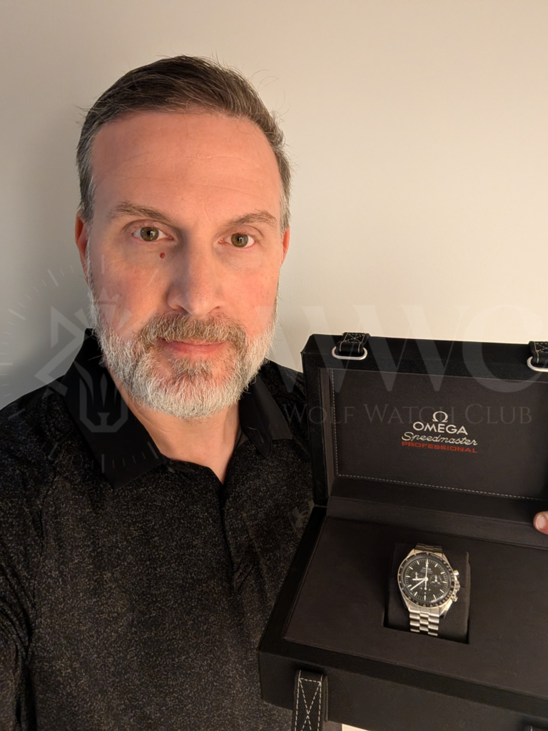 Matt McClure, winner of the Omega Speedmaster Hesalite